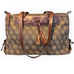 Vintage Dooney & Bourke Brown Monogram Tote Bag
